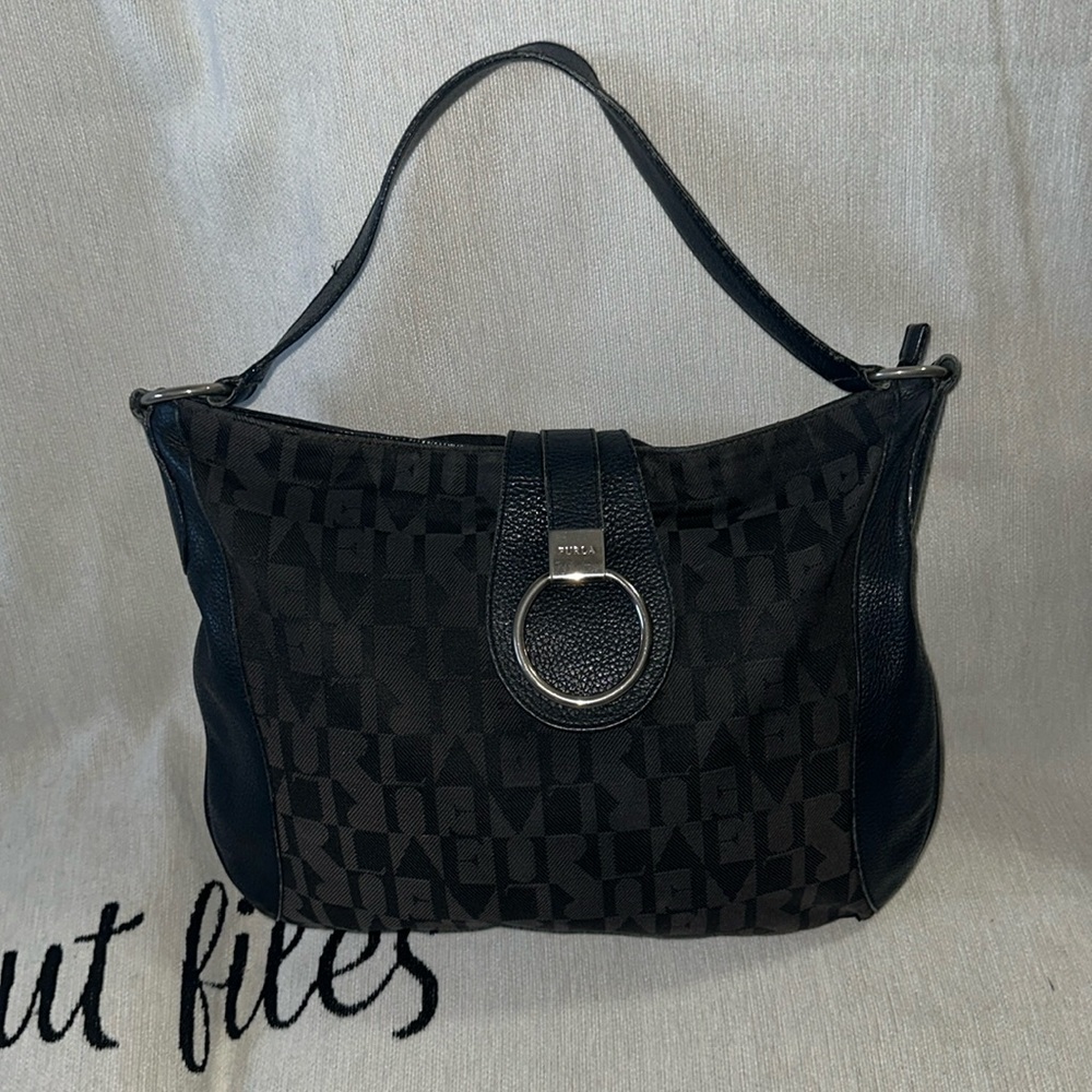Furla black and silver shoulder bag